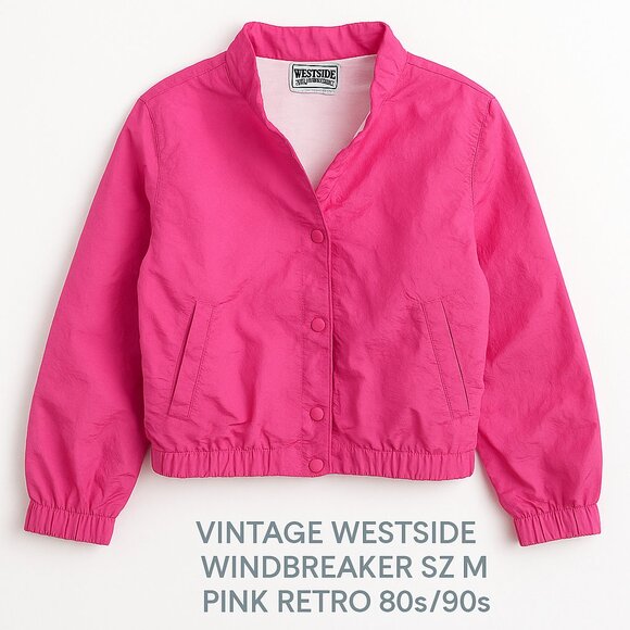 Vintage Westside Windbreaker Jacket Sz M Pink Retro 80s/90s - Picture 1 of 11